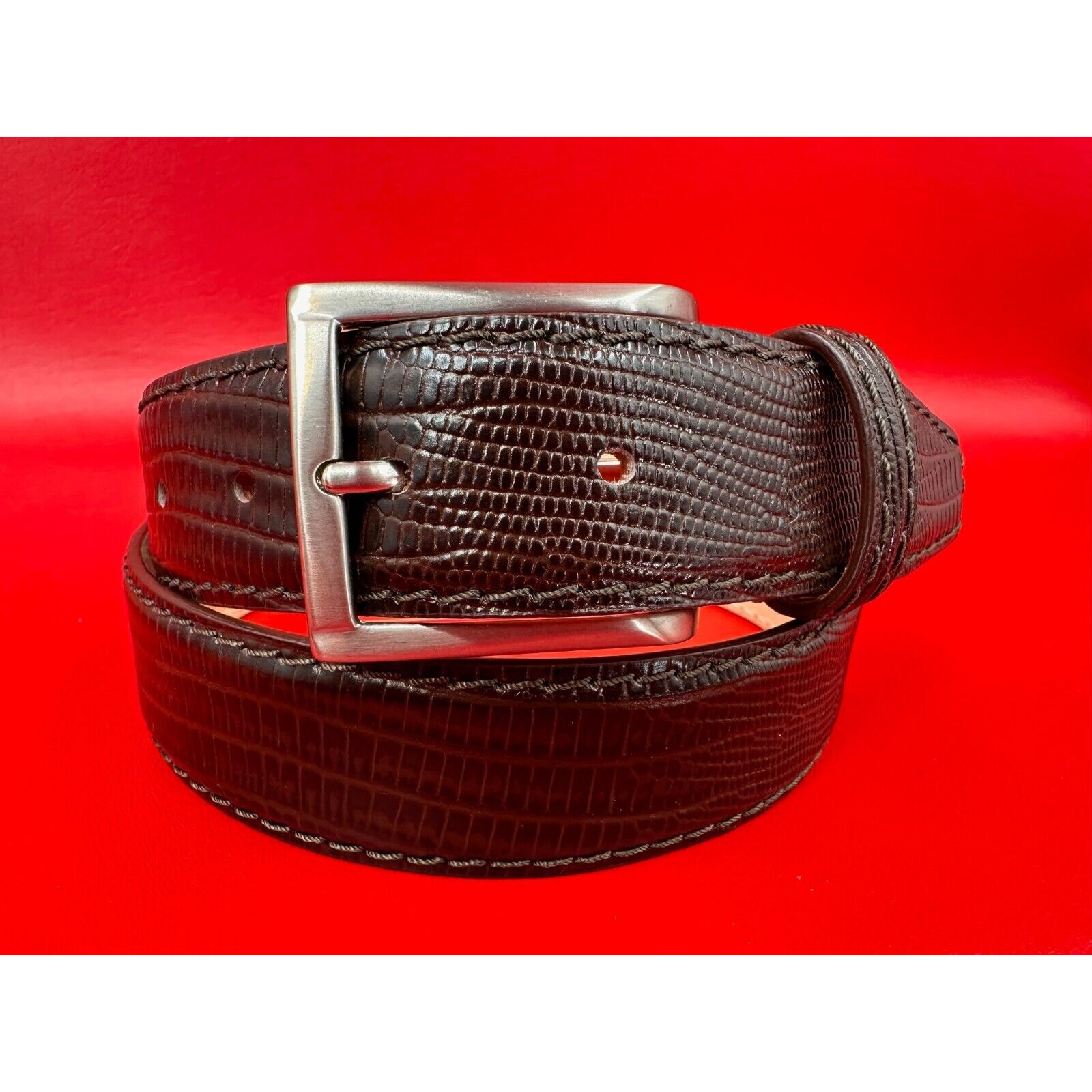 Roger Ximenez Brown Textured Italian Calf Leather Made Usa Brass Buckle Italy